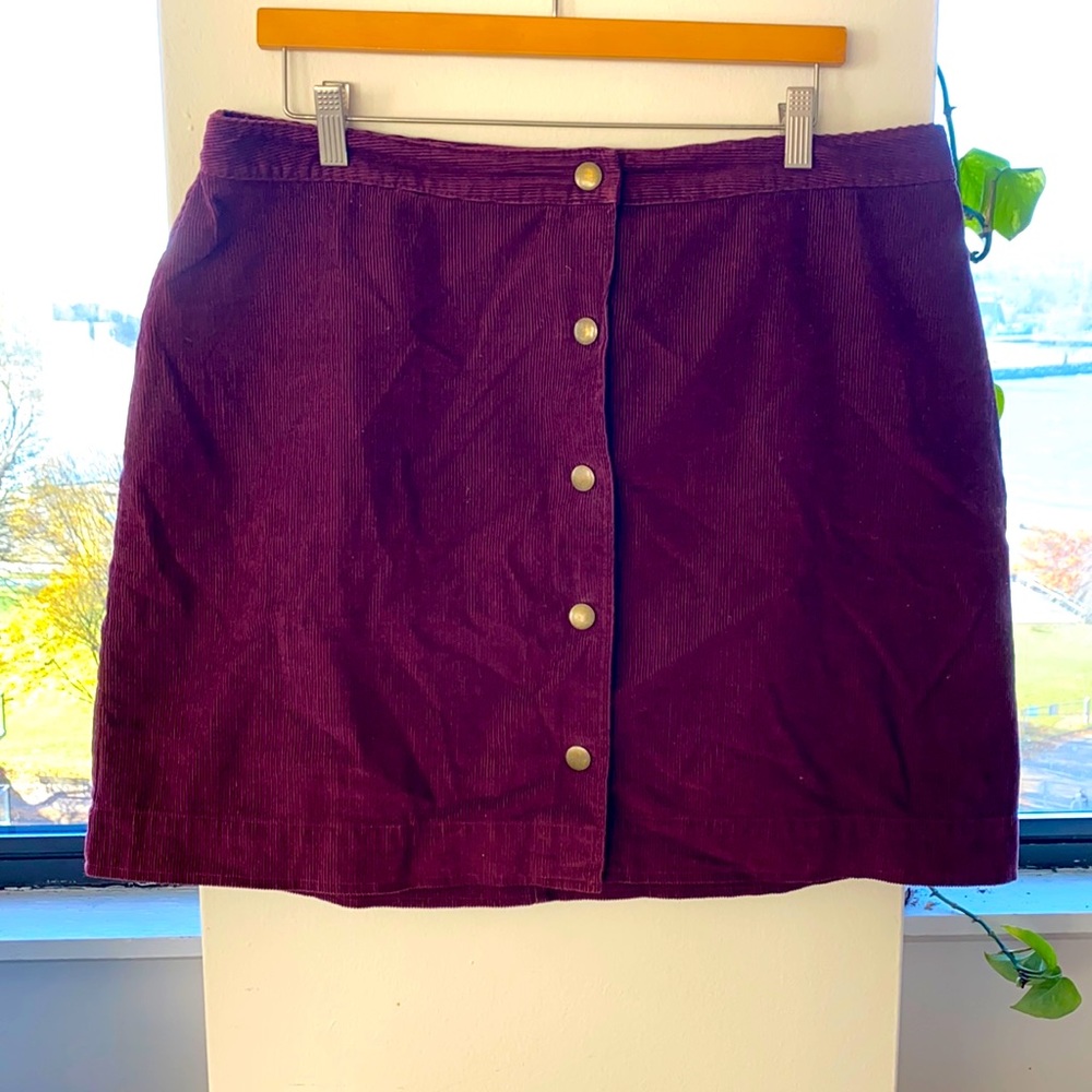 70’s Style Burgundy Corduroy Mini Skirt